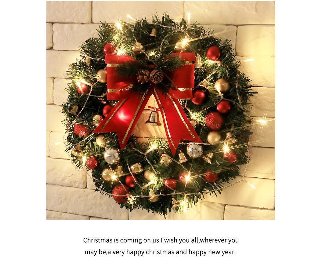 30cm Christmas Wreath with Lights, Christmas Decorations, Artificial Christmas Garland - Image 8
