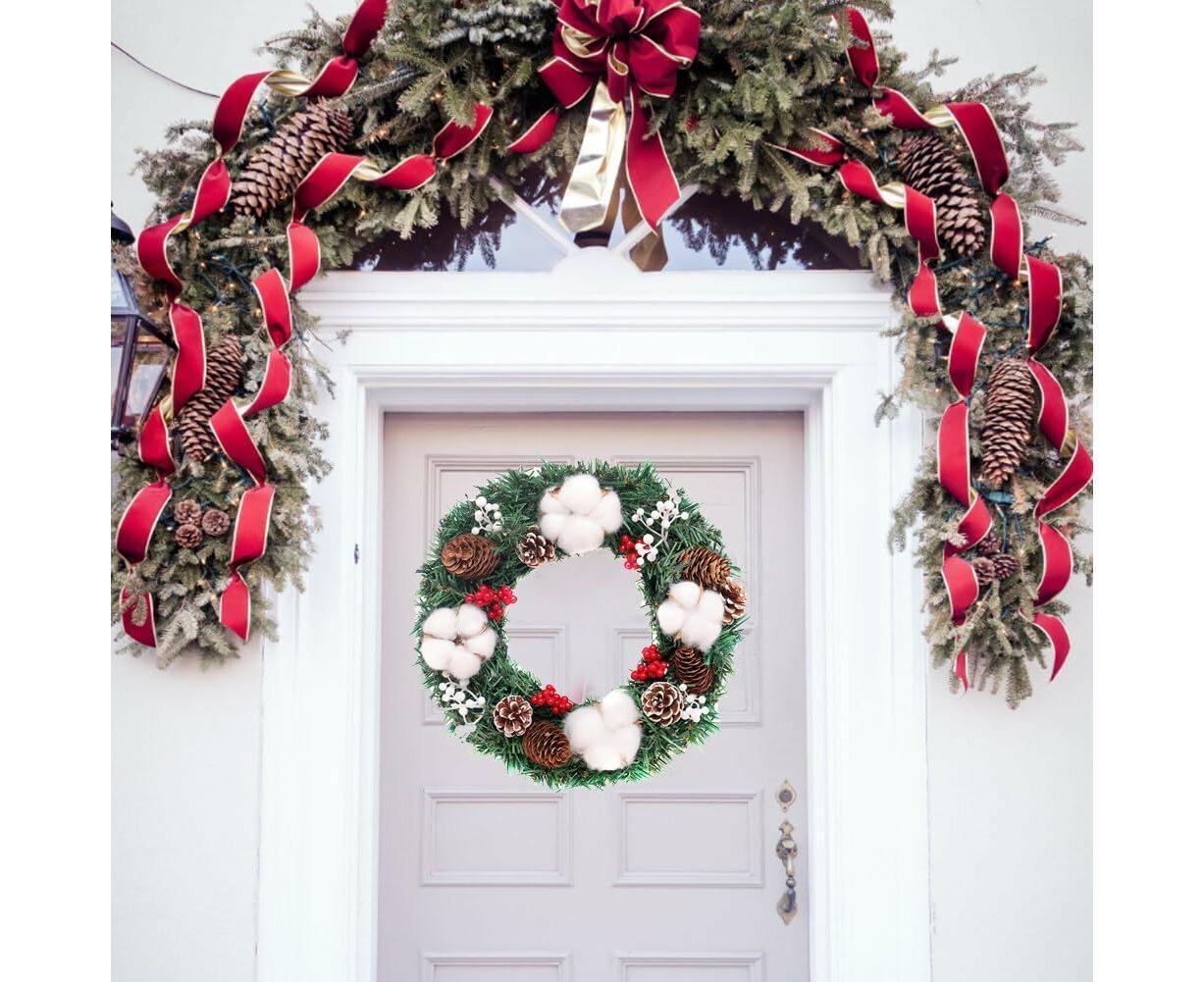30cm Christmas Wreath, Christmas Decoration, Artificial Christmas Garland, Christmas Hanging Ornament - Image 3
