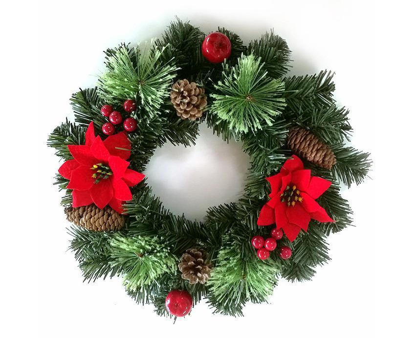 30cm Christmas Wreath, Christmas Decoration, Artificial Christmas Garland, Christmas Hanging Ornament - Image 1