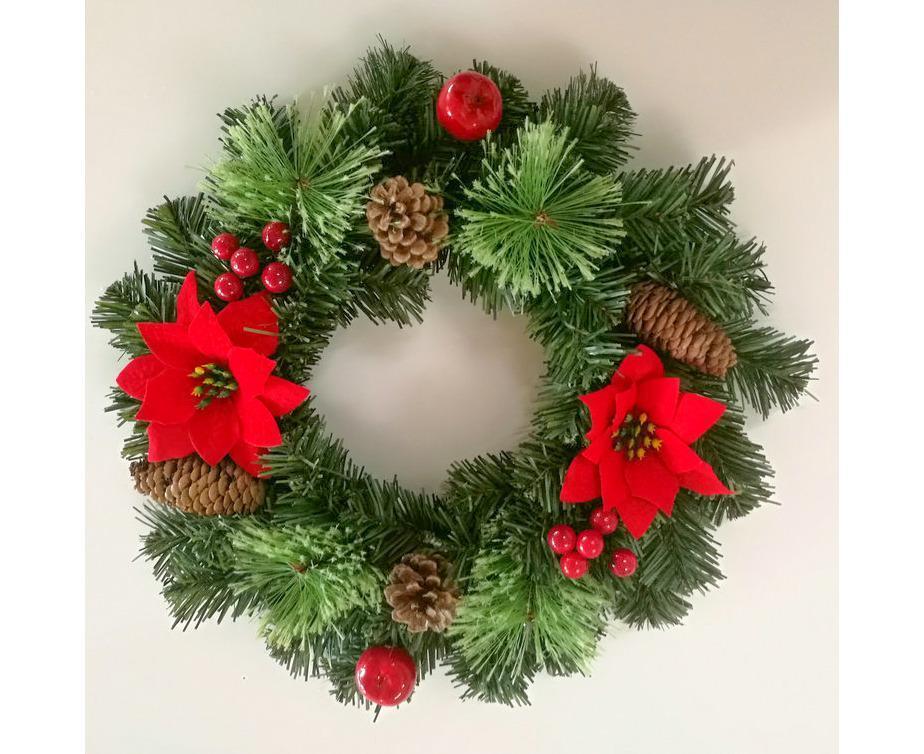30cm Christmas Wreath, Christmas Decoration, Artificial Christmas Garland, Christmas Hanging Ornament - Image 2