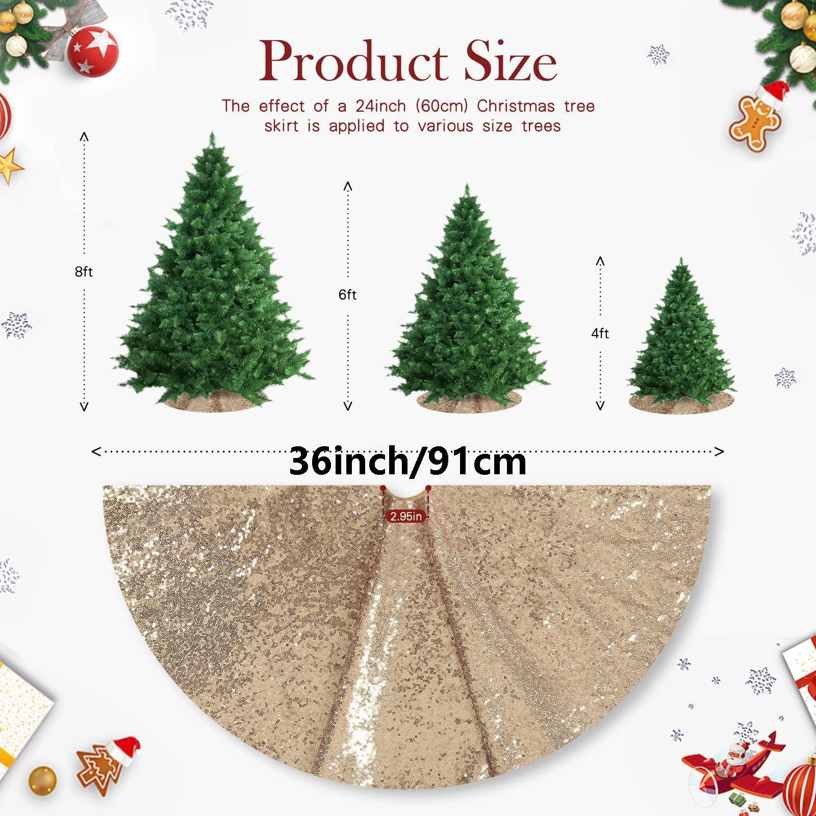 36 Inch Rose Gold Glitter Christmas Tree Skirt Plus Christmas Tree Decorations - Image 3