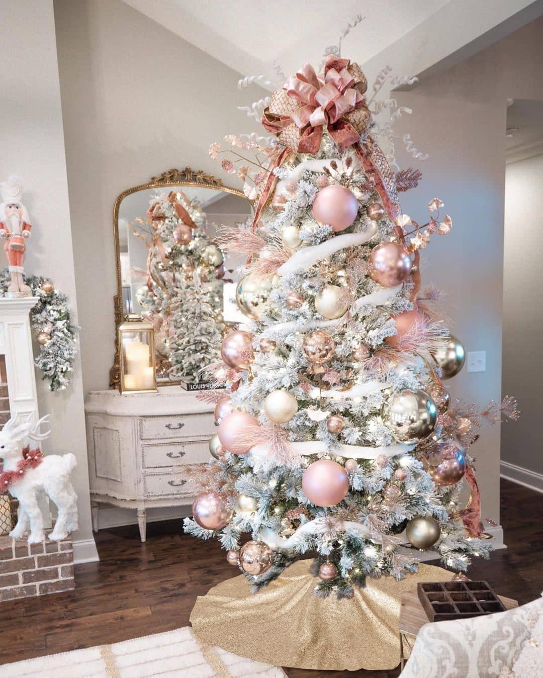 36 Inch Rose Gold Glitter Christmas Tree Skirt Plus Christmas Tree Decorations - Image 5