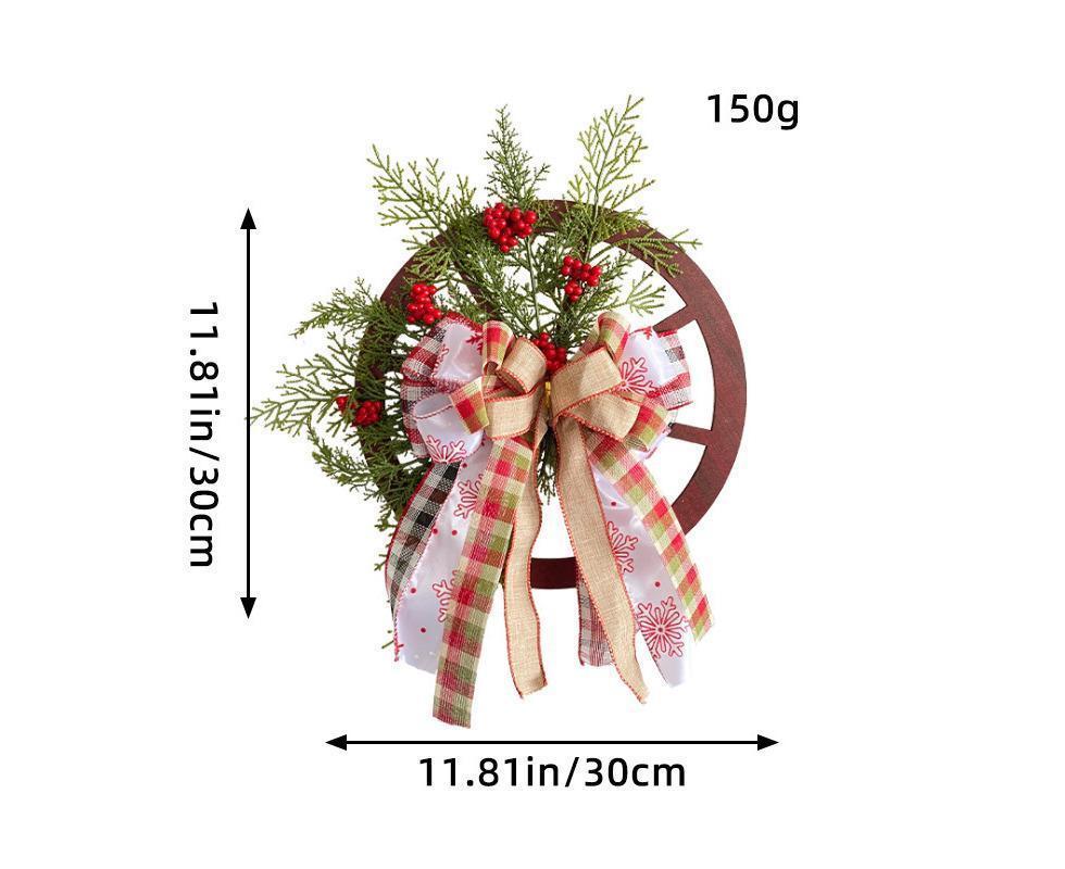 40cm Christmas Wagon Wheel Wreath, Artificial Hanging Garland, Christmas Decorations - Image 3