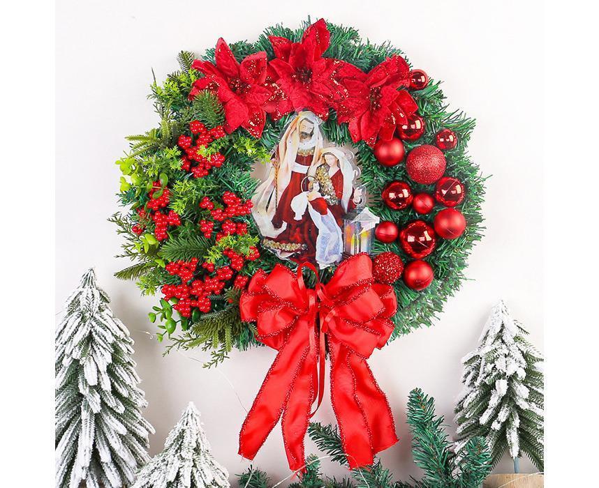 40cm Christmas Wreath for Nativity Scene, Christmas Decorations, Artificial Christmas Wreath - Image 1