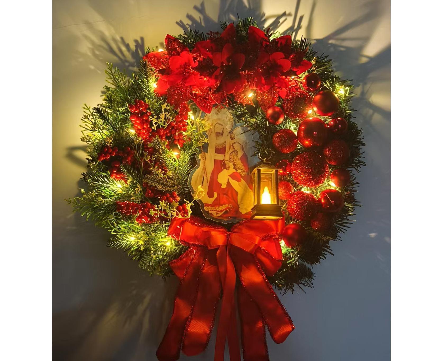 40cm Christmas Wreath for Nativity Scene, Christmas Decorations, Artificial Christmas Wreath - Image 2