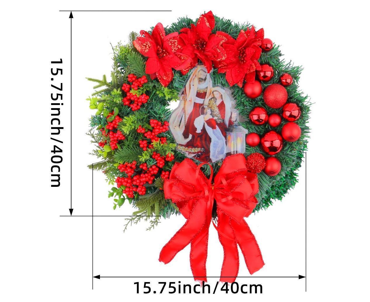 40cm Christmas Wreath for Nativity Scene, Christmas Decorations, Artificial Christmas Wreath - Image 3