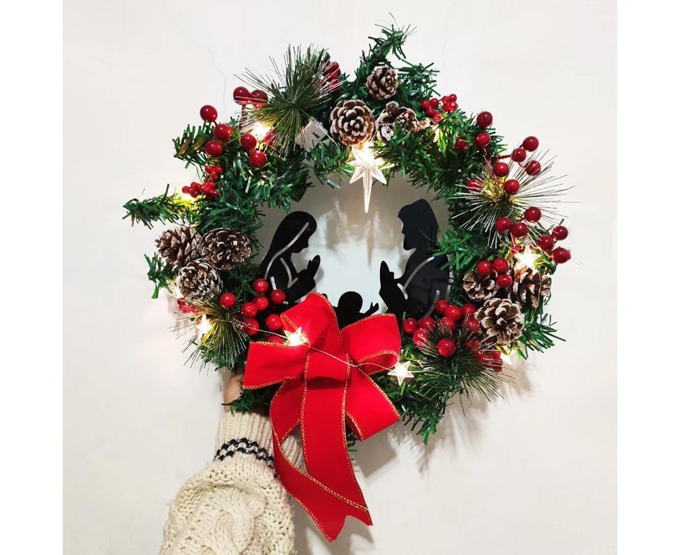 40cm Christmas Wreath for Nativity Scene, Christmas Decorations, Artificial Christmas Wreath - Image 5