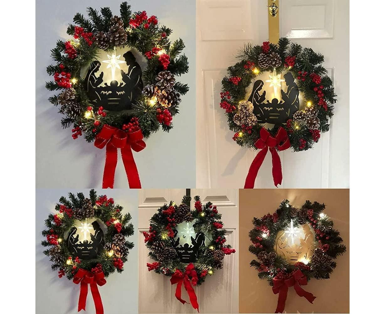 40cm Christmas Wreath for Nativity Scene, Christmas Decorations, Artificial Christmas Wreath - Image 7