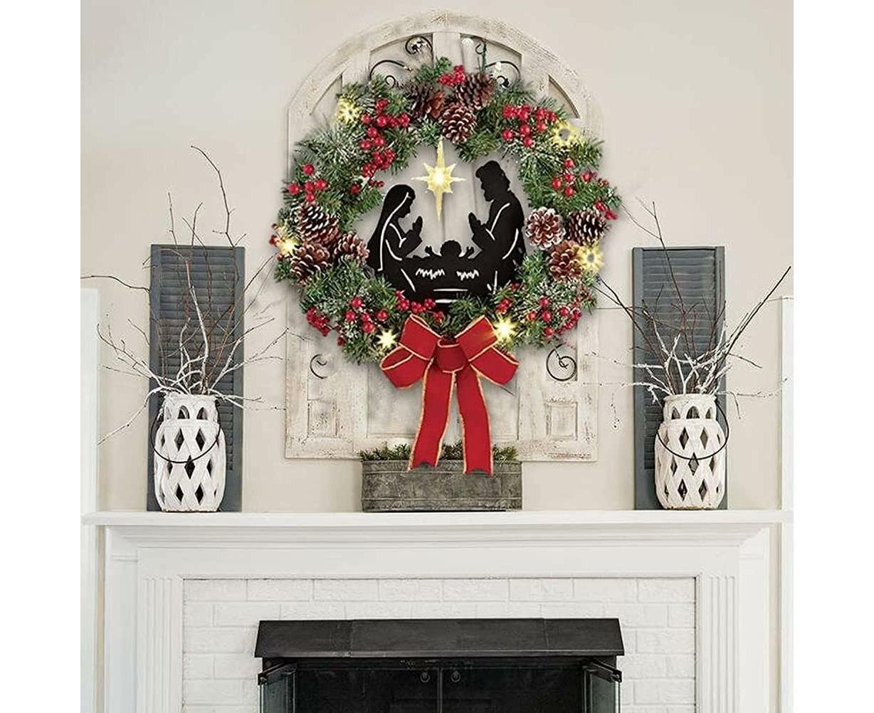 40cm Christmas Wreath for Nativity Scene, Christmas Decorations, Artificial Christmas Wreath - Image 8