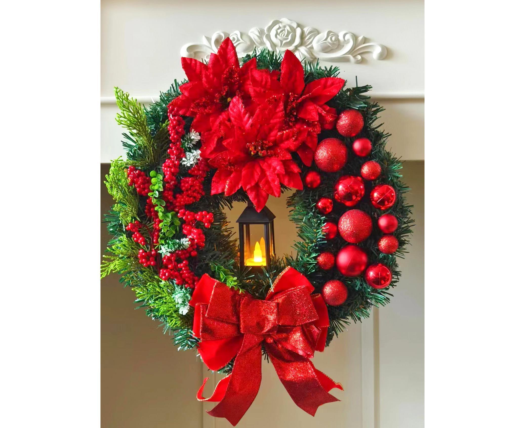 40cm Christmas Wreath with LED Light, Christmas Decoration, Artificial Christmas Garland - Image 4
