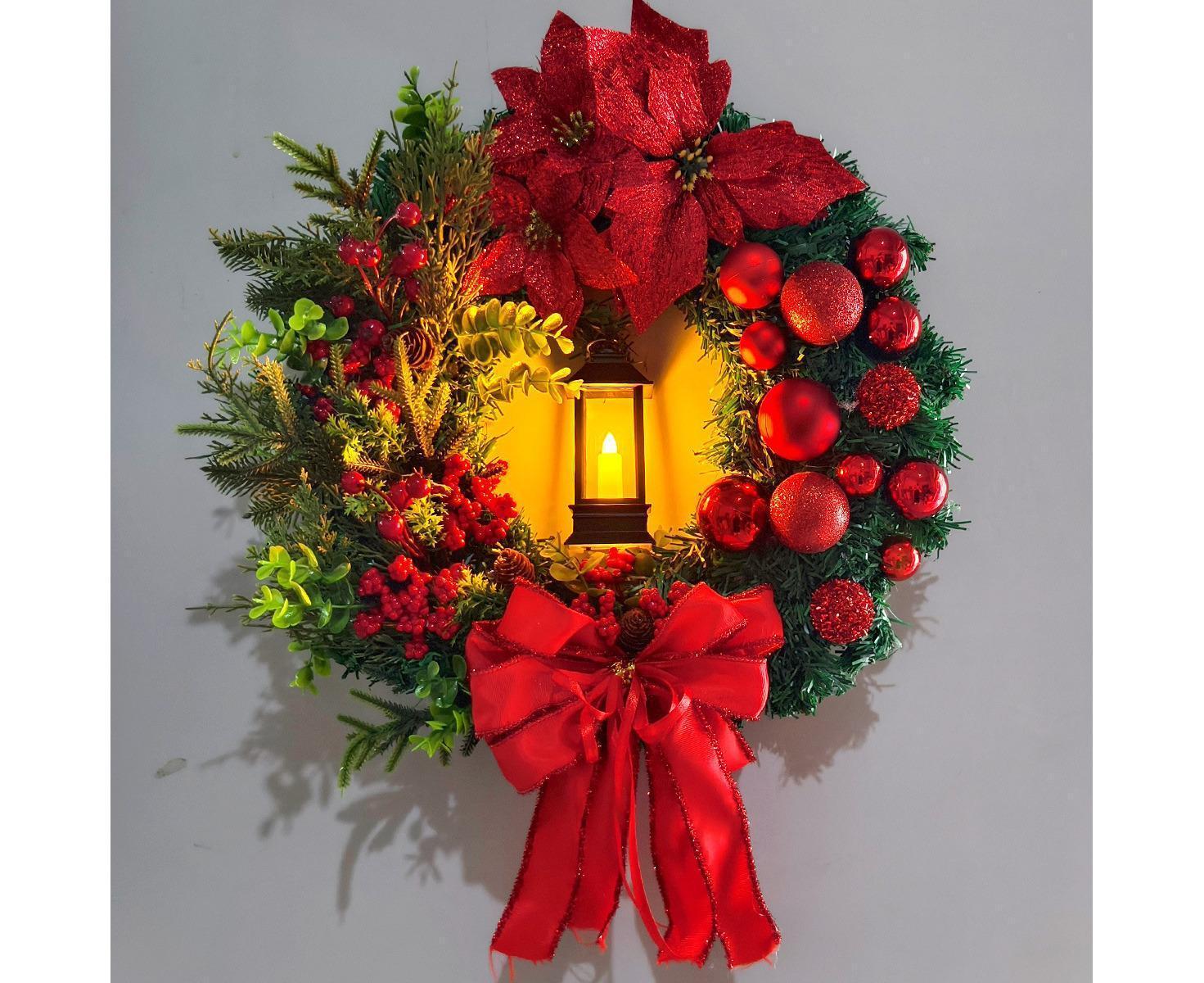 40cm Christmas Wreath with LED Light, Christmas Decoration, Artificial Christmas Garland - Image 7
