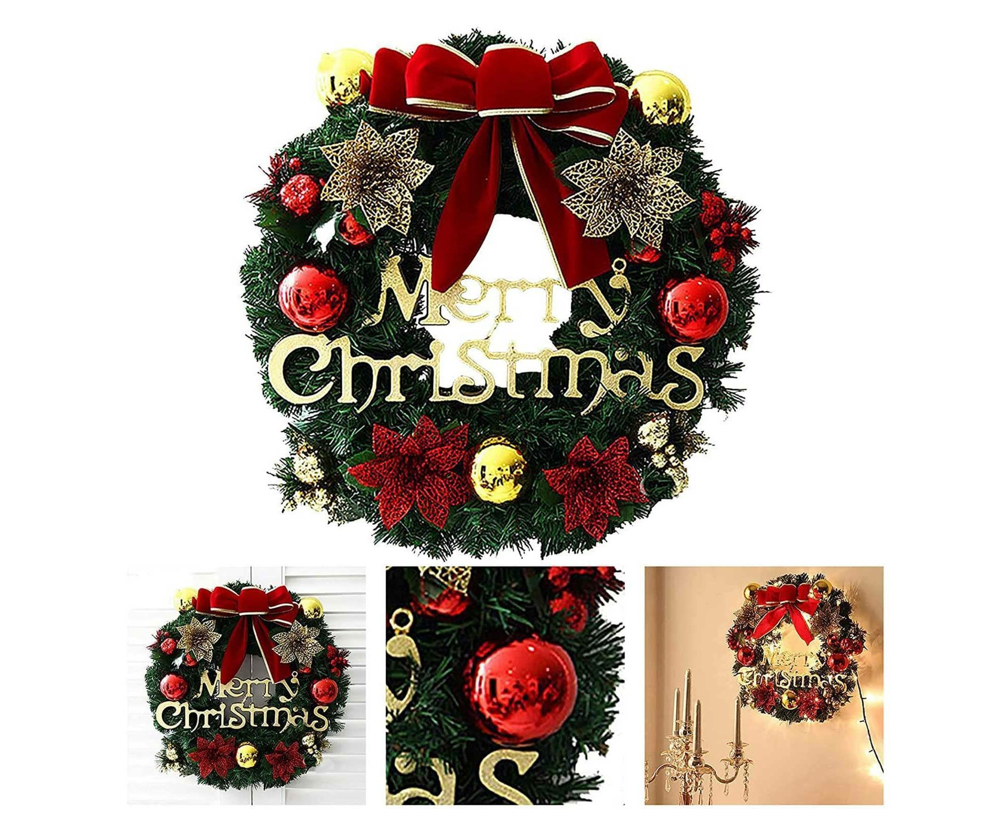40cm Christmas Wreath, Christmas Decorations, Artificial Christmas Garland, Merry Christmas Ornament - Image 3
