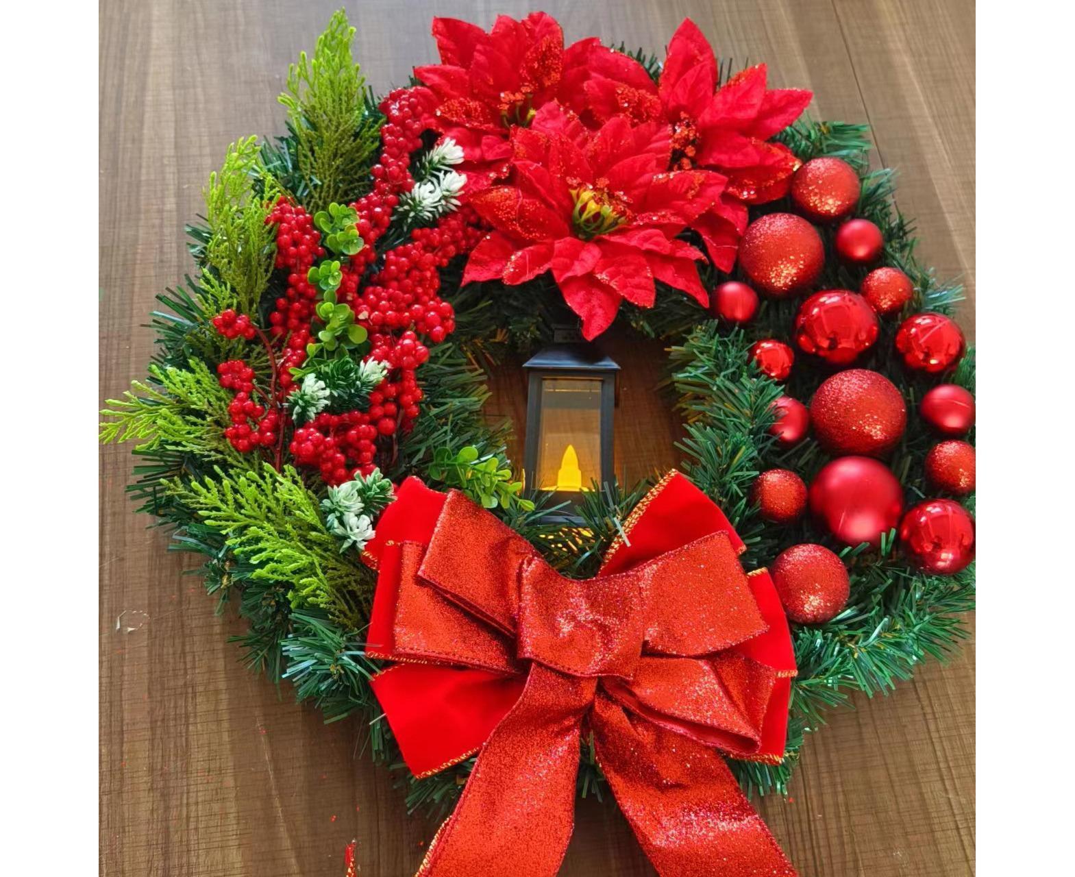 45cm Christmas Wreath with LED Light, Christmas Decoration, Artificial Christmas Wreath - Image 2