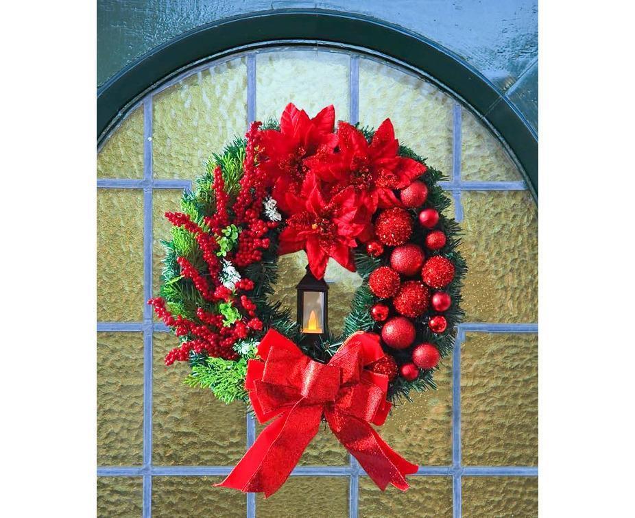 45cm Christmas Wreath with LED Light, Christmas Decoration, Artificial Christmas Wreath - Image 3
