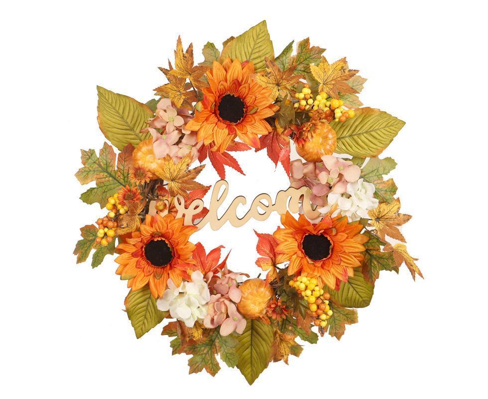 45cm Fall Wreath - Thanksgiving Wreath, Artificial Fall Garland, Welcome Wreath Decorations - Image 1