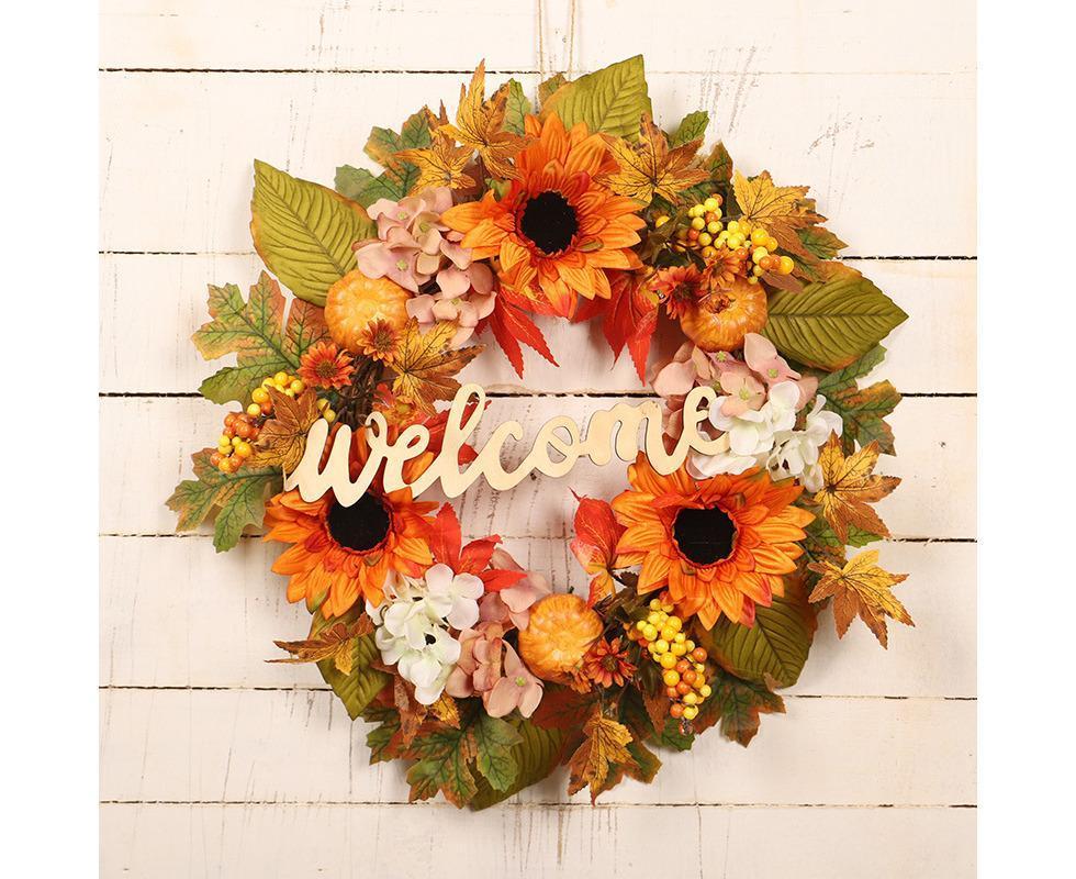 45cm Fall Wreath - Thanksgiving Wreath, Artificial Fall Garland, Welcome Wreath Decorations - Image 2