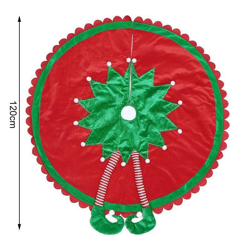 48 Inch Elf Christmas Tree Skirt with Candy Striped Legs and Wavy Trim, Christmas Decoration - Image 2