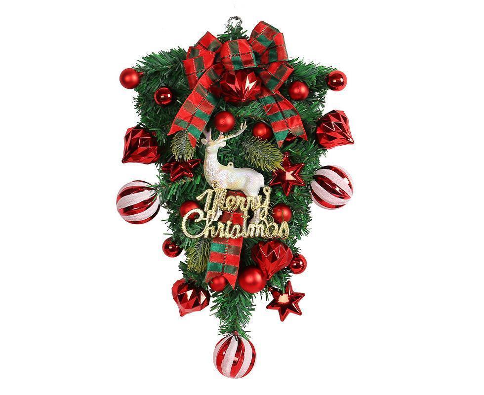 48cm Christmas Wreath, Christmas Decorations, Artificial Christmas Garland, Christmas Wall Elk Wreath - Image 1