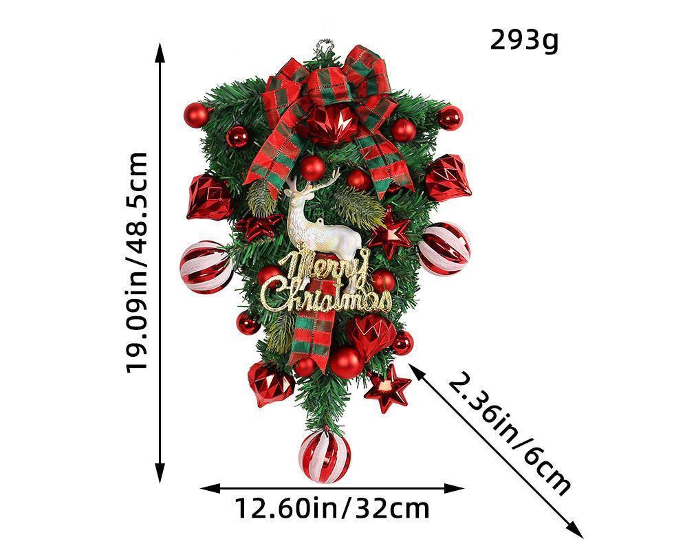48cm Christmas Wreath, Christmas Decorations, Artificial Christmas Garland, Christmas Wall Elk Wreath - Image 2