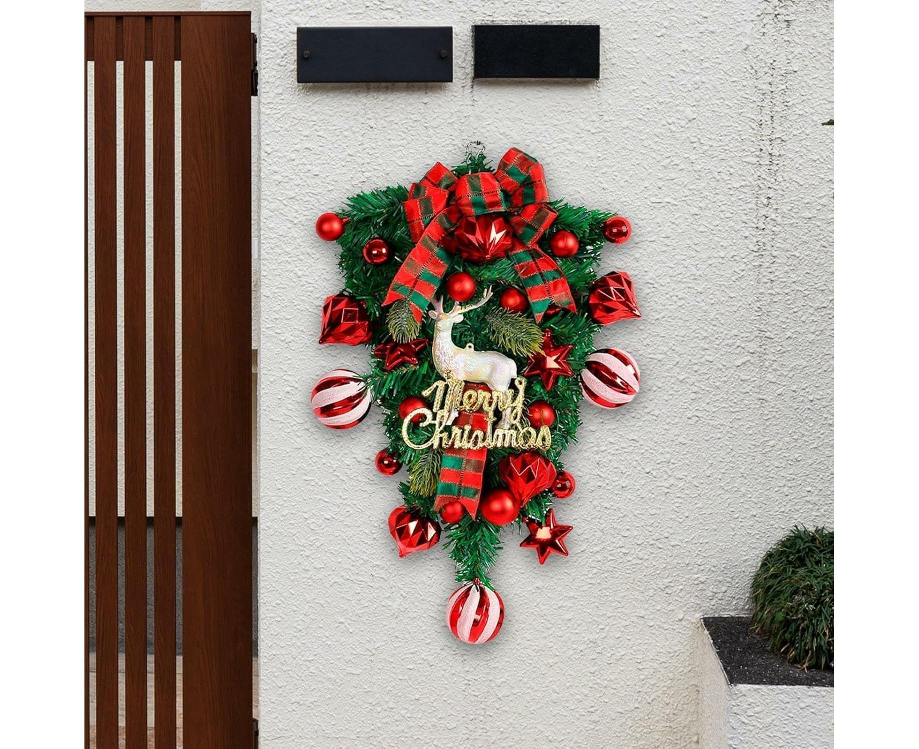 48cm Christmas Wreath, Christmas Decorations, Artificial Christmas Garland, Christmas Wall Elk Wreath - Image 3
