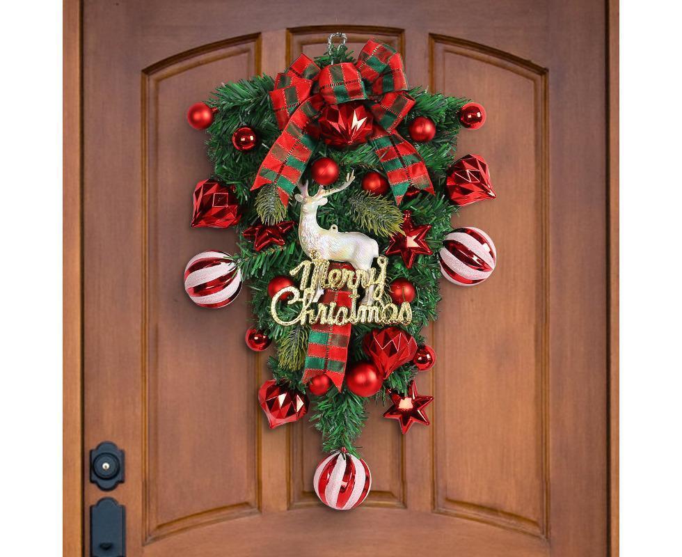48cm Christmas Wreath, Christmas Decorations, Artificial Christmas Garland, Christmas Wall Elk Wreath - Image 4