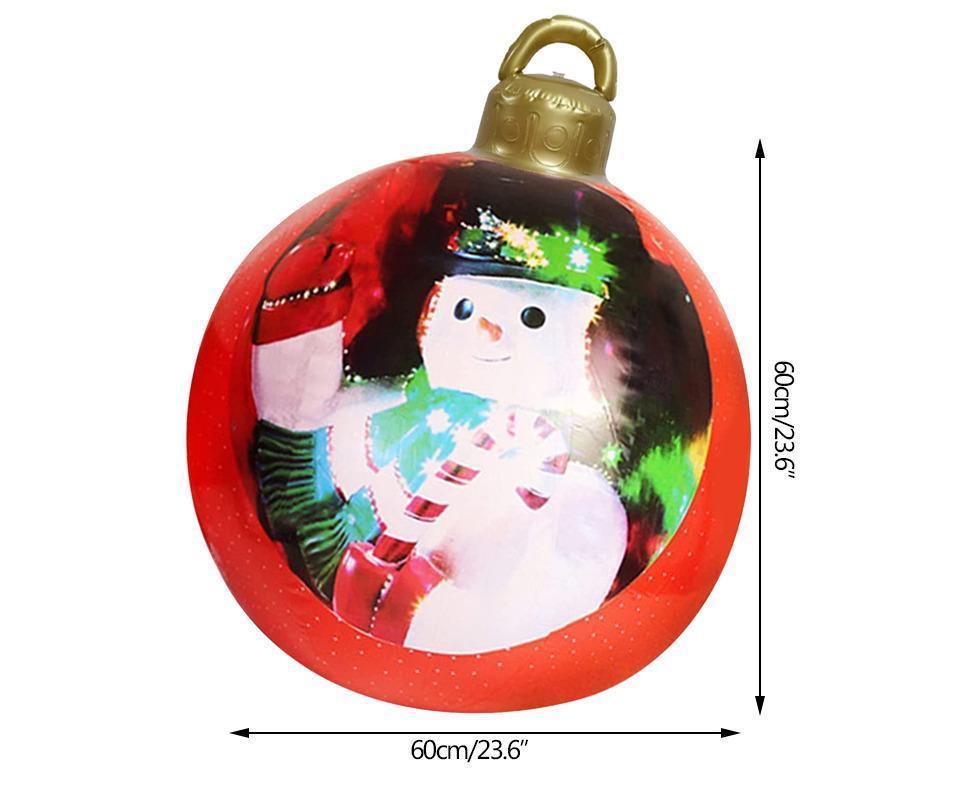 60cm Giant Inflatable Christmas Ball, PVC Decoration Ball for Outdoor, Holiday, Patio, Porch (Red Stripes) - Image 2