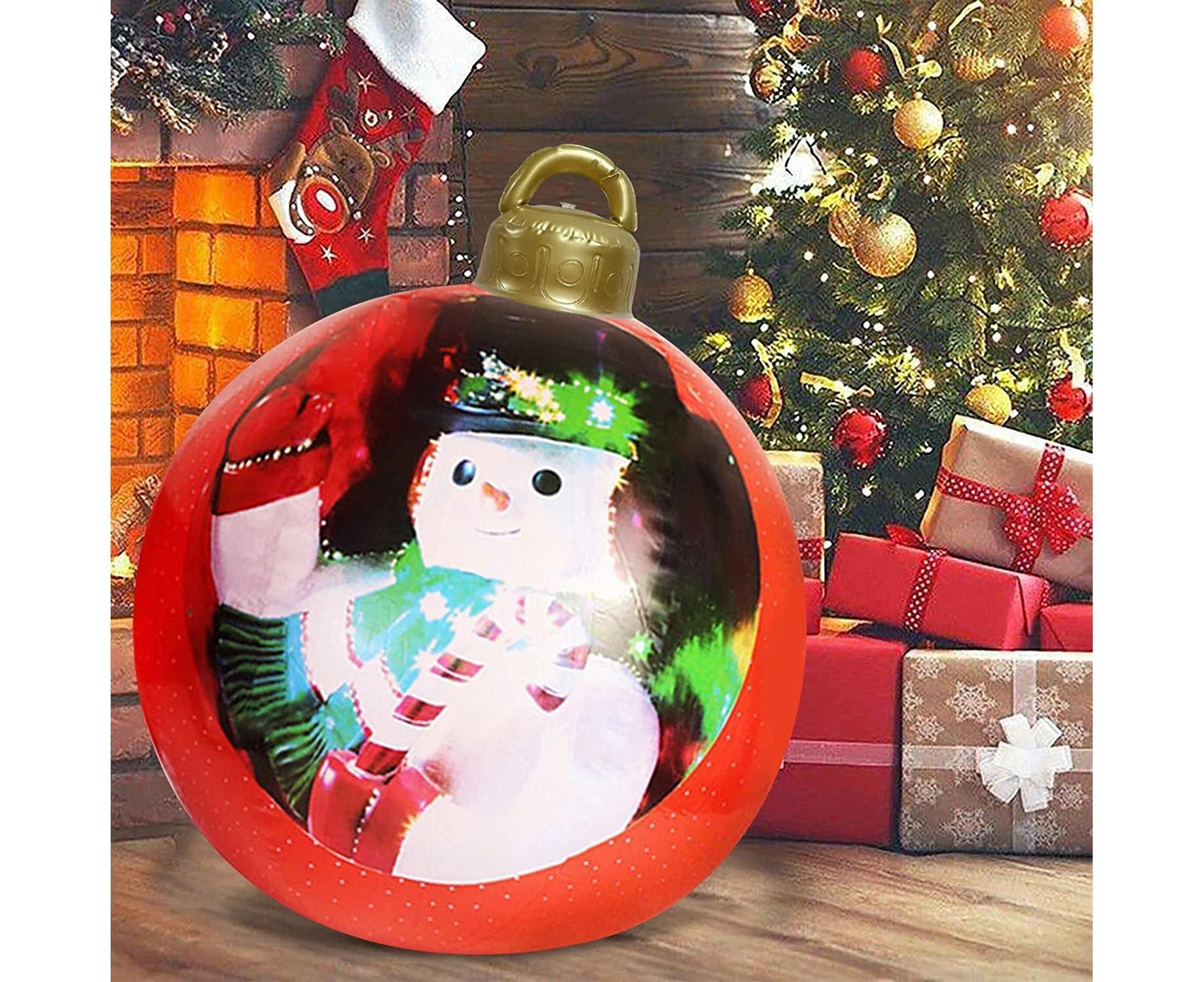 60cm Giant Inflatable Christmas Ball, PVC Decoration Ball for Outdoor, Holiday, Patio, Porch (Red Stripes) - Image 3