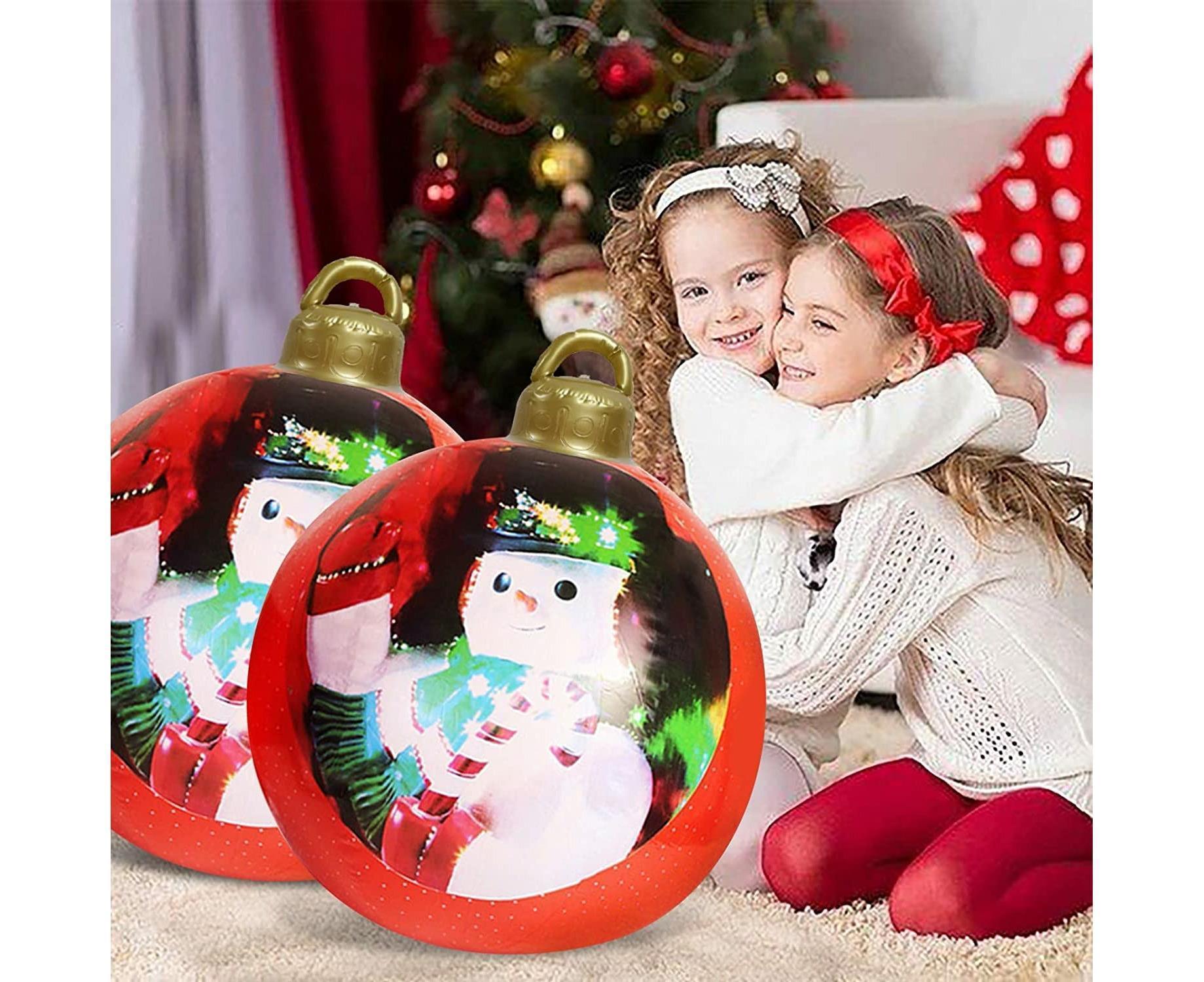 60cm Giant Inflatable Christmas Ball, PVC Decoration Ball for Outdoor, Holiday, Patio, Porch (Red Stripes) - Image 5