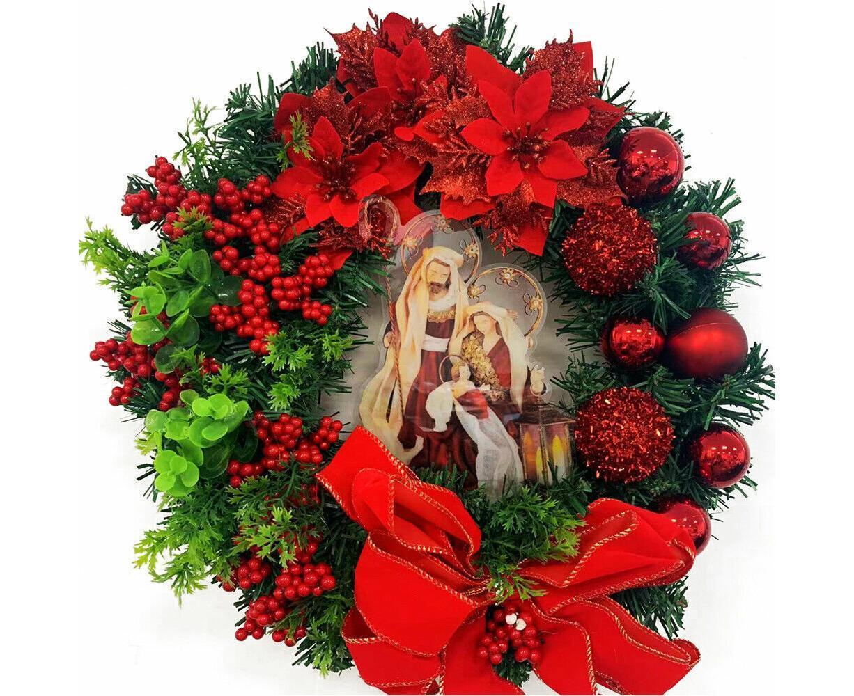 Nativity Christmas Wreath, 40cm Artificial Christmas Garlands, Christmas Decorations - Image 1