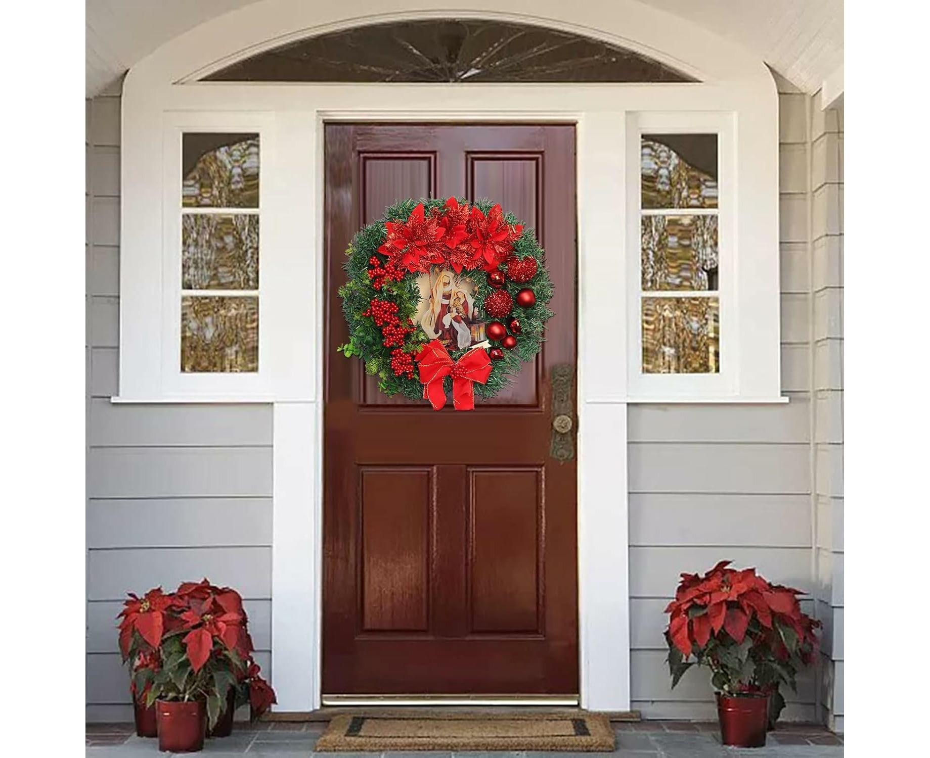 Nativity Christmas Wreath, 40cm Artificial Christmas Garlands, Christmas Decorations - Image 2