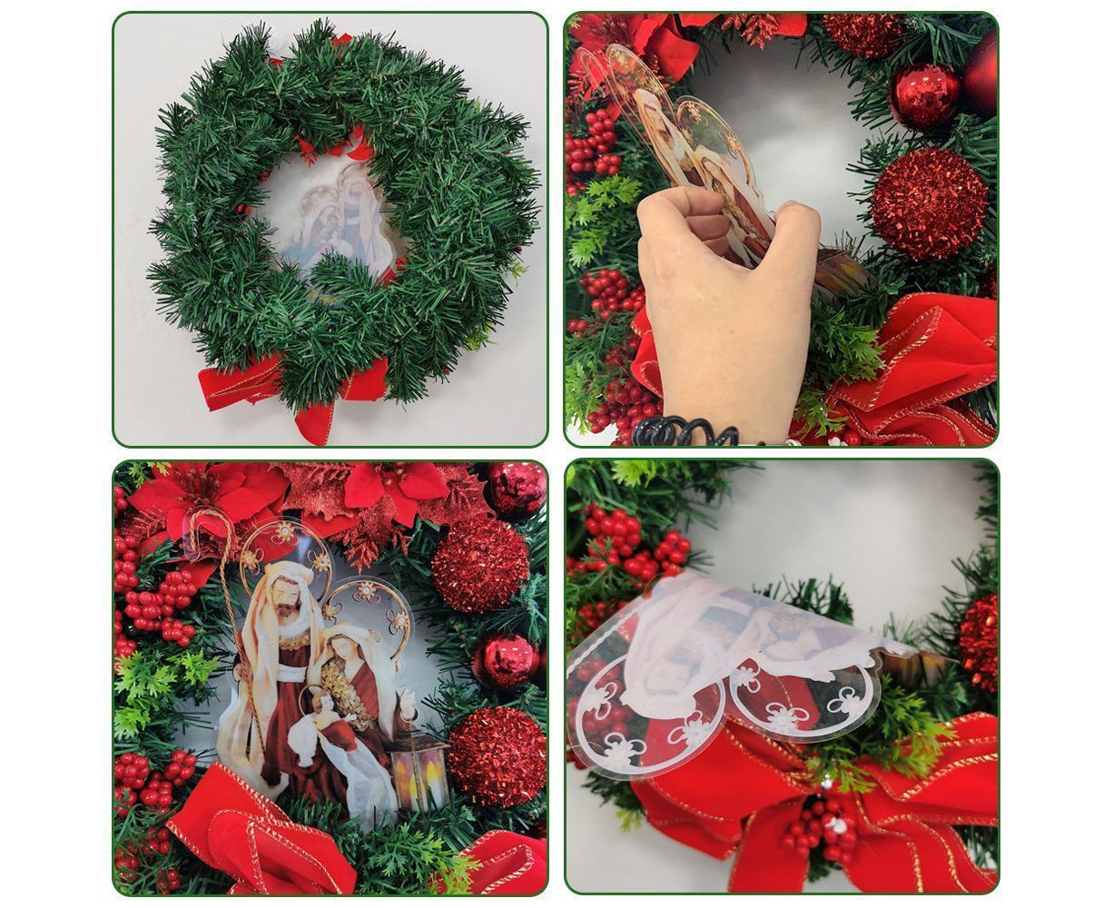 Nativity Christmas Wreath, 40cm Artificial Christmas Garlands, Christmas Decorations - Image 4