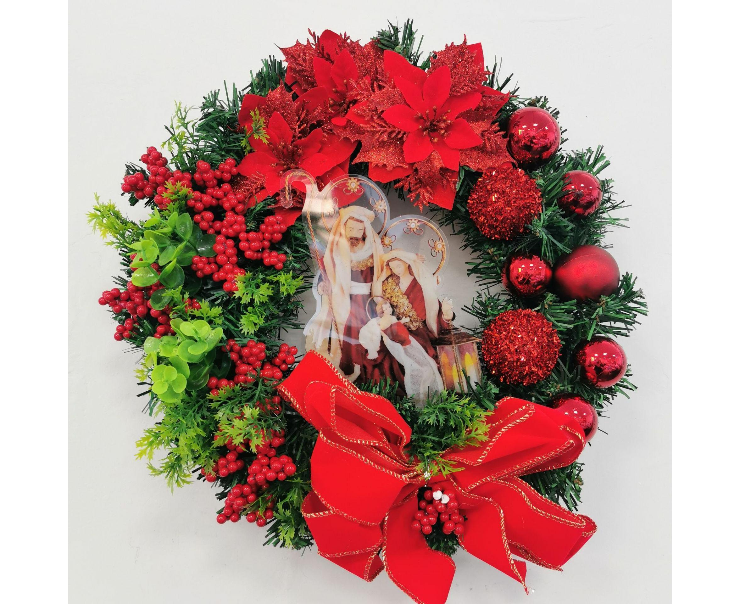 Nativity Christmas Wreath, 40cm Artificial Christmas Garlands, Christmas Decorations - Image 6