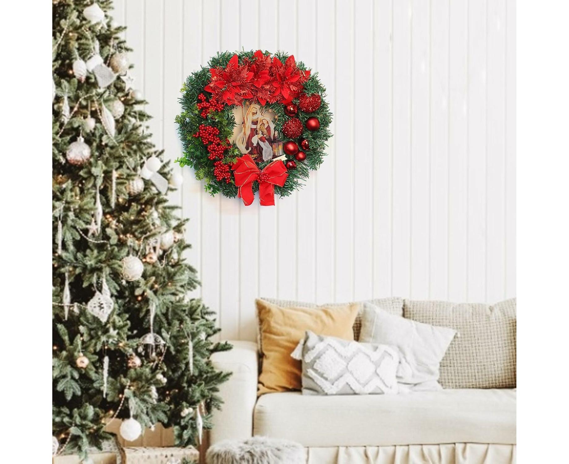 Nativity Christmas Wreath, 40cm Artificial Christmas Garlands, Christmas Decorations - Image 8