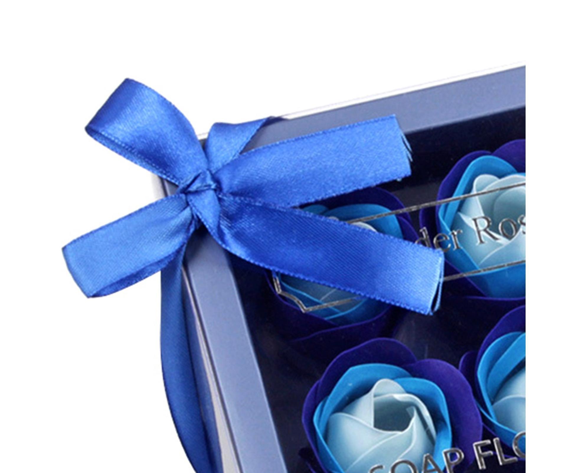 1 Box Soap Rose Flower Charming Vivid Nice-Smelling Colorfast Soap Flower Gift Box for Valentine's Day - Blue - Image 2