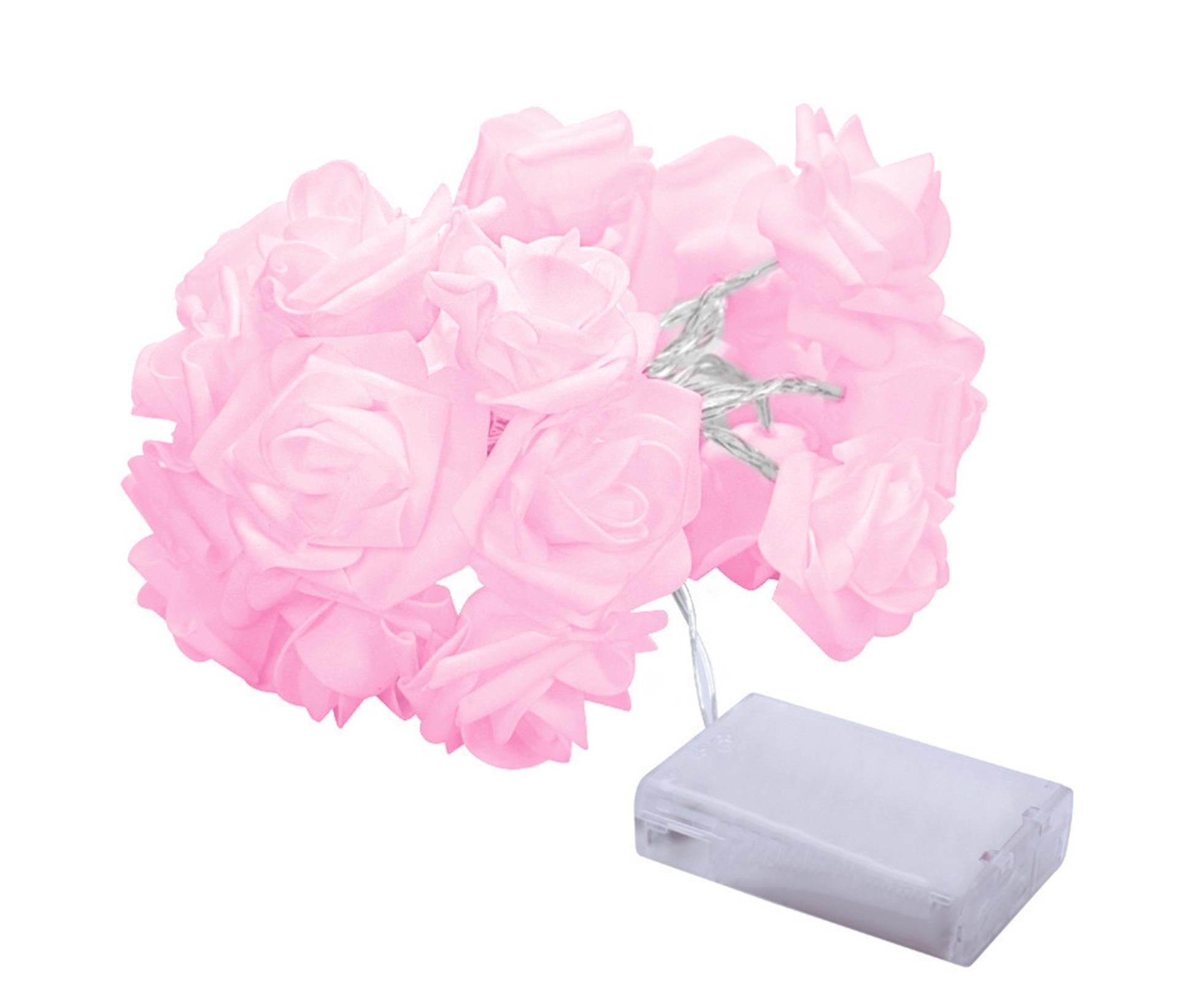 1 String Fairy Light High Brightness Realistic Battery Operated Beautiful LED Rose Flower Holiday Supplies - Pink - Image 1