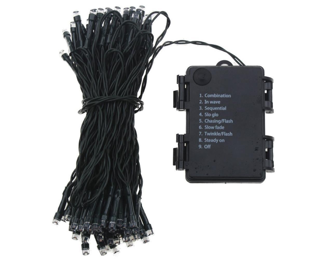 10M100LED Battery Operated Christmas String Lights with 8 Modes - White - Image 2