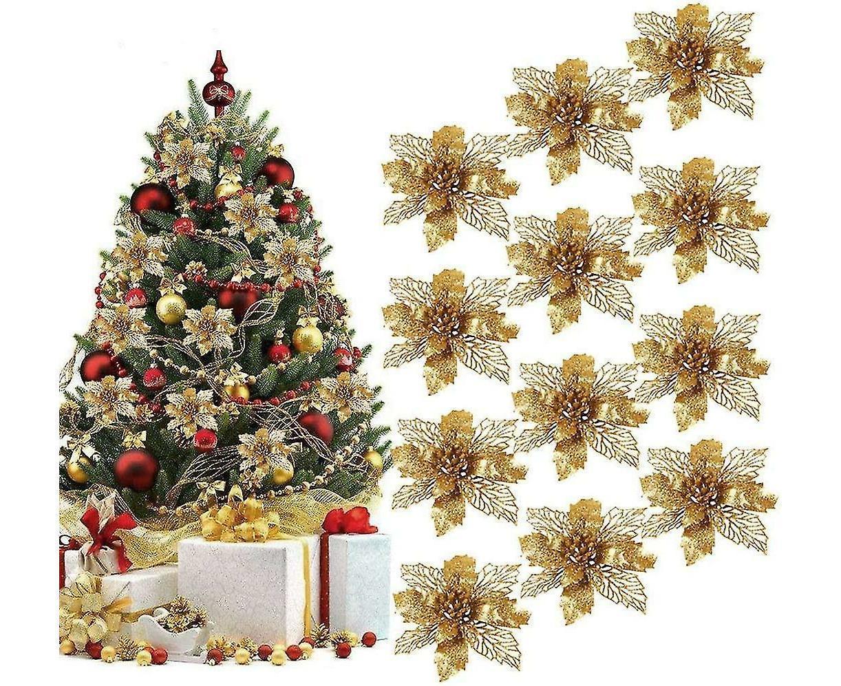 16 Pcs Christmas Tree Decoration, Christmas Glitter Christmas Tree Ornament Christmas Decoration Glitter - Image 1