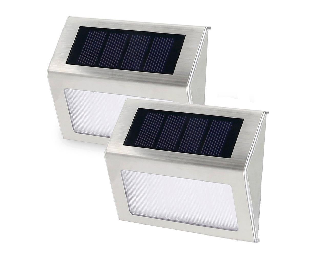 2 Pack Solar Step Lights Bright LED Solar Fence Lights For Garden Patio Decks-warm light - Image 1