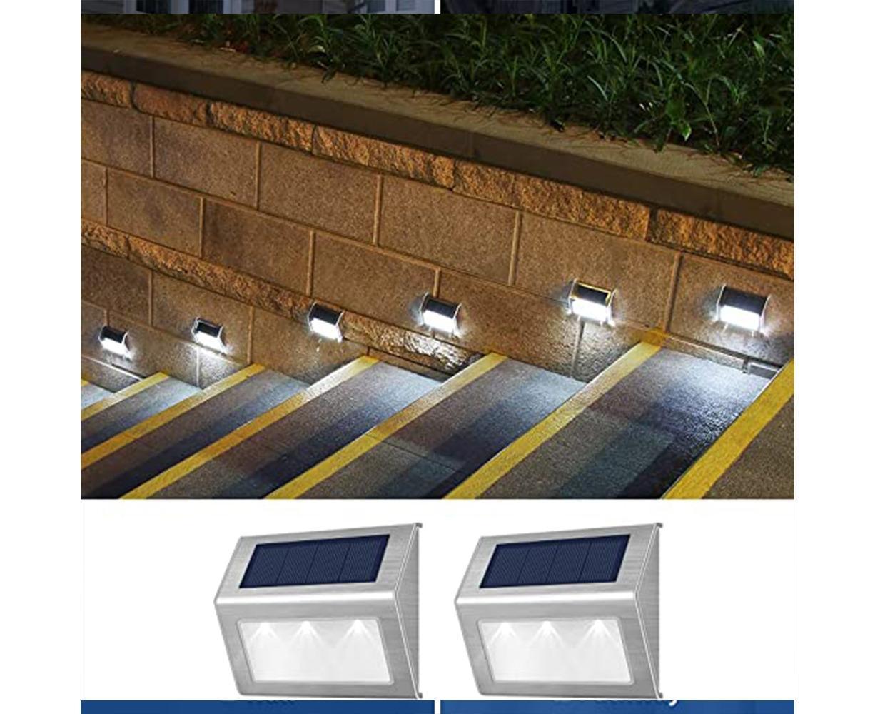2 Pack Solar Step Lights Bright LED Solar Fence Lights For Garden Patio Decks-warm light - Image 3