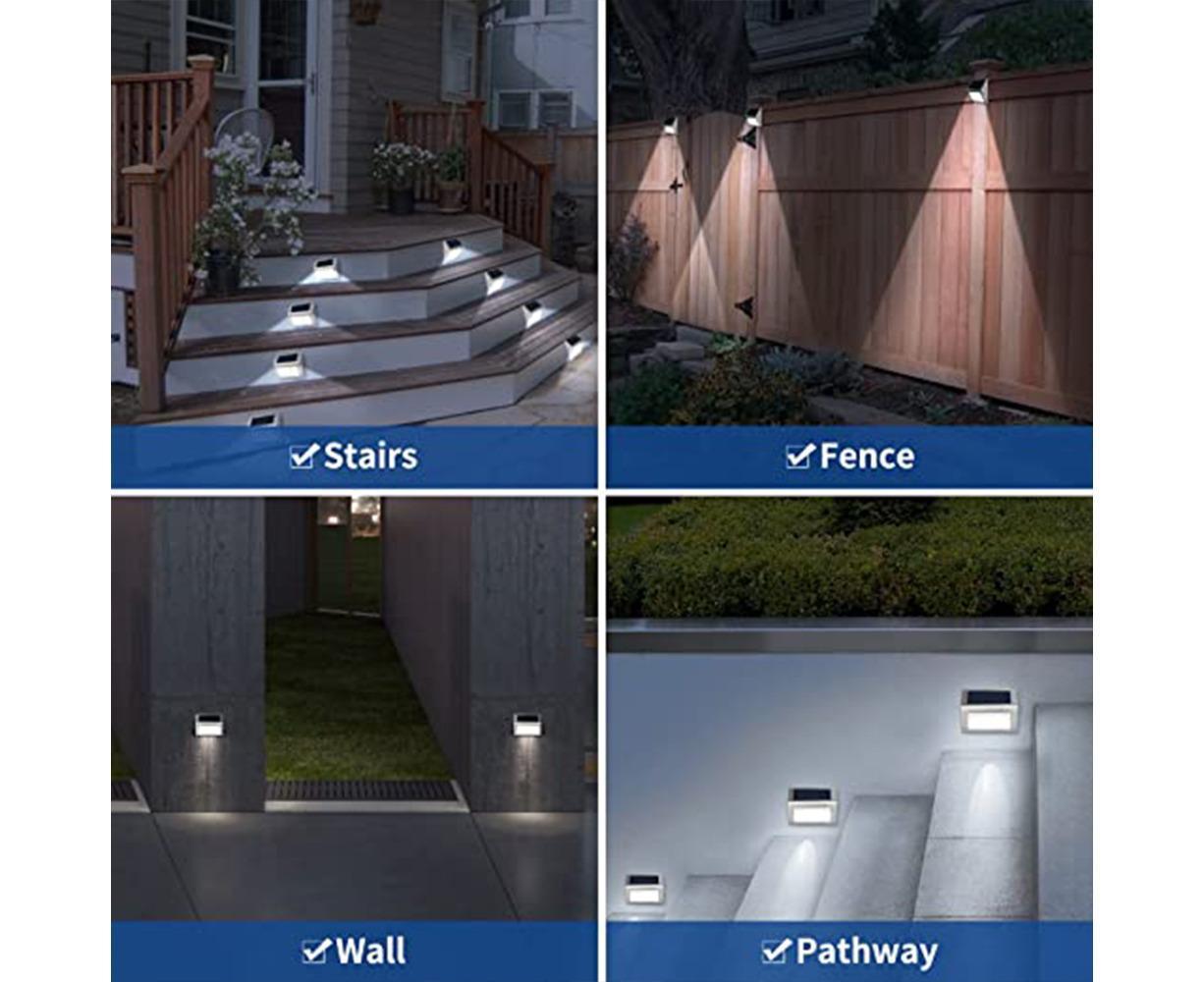 2 Pack Solar Step Lights Bright LED Solar Fence Lights For Garden Patio Decks-warm light - Image 4