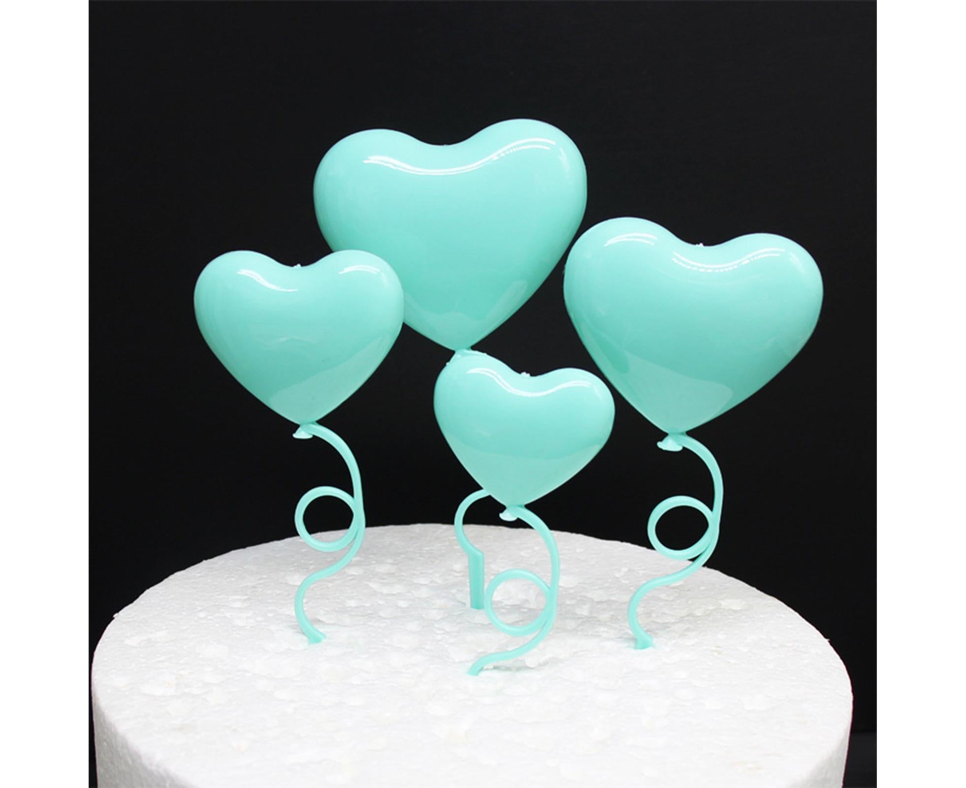 2 Sets Cake Toppers Creative Shape Vibrant Color 3D Visual Effect Food Grade Love Heart Cake Toppers Birthday Party Decorations Party Supplies - Green - Image 2