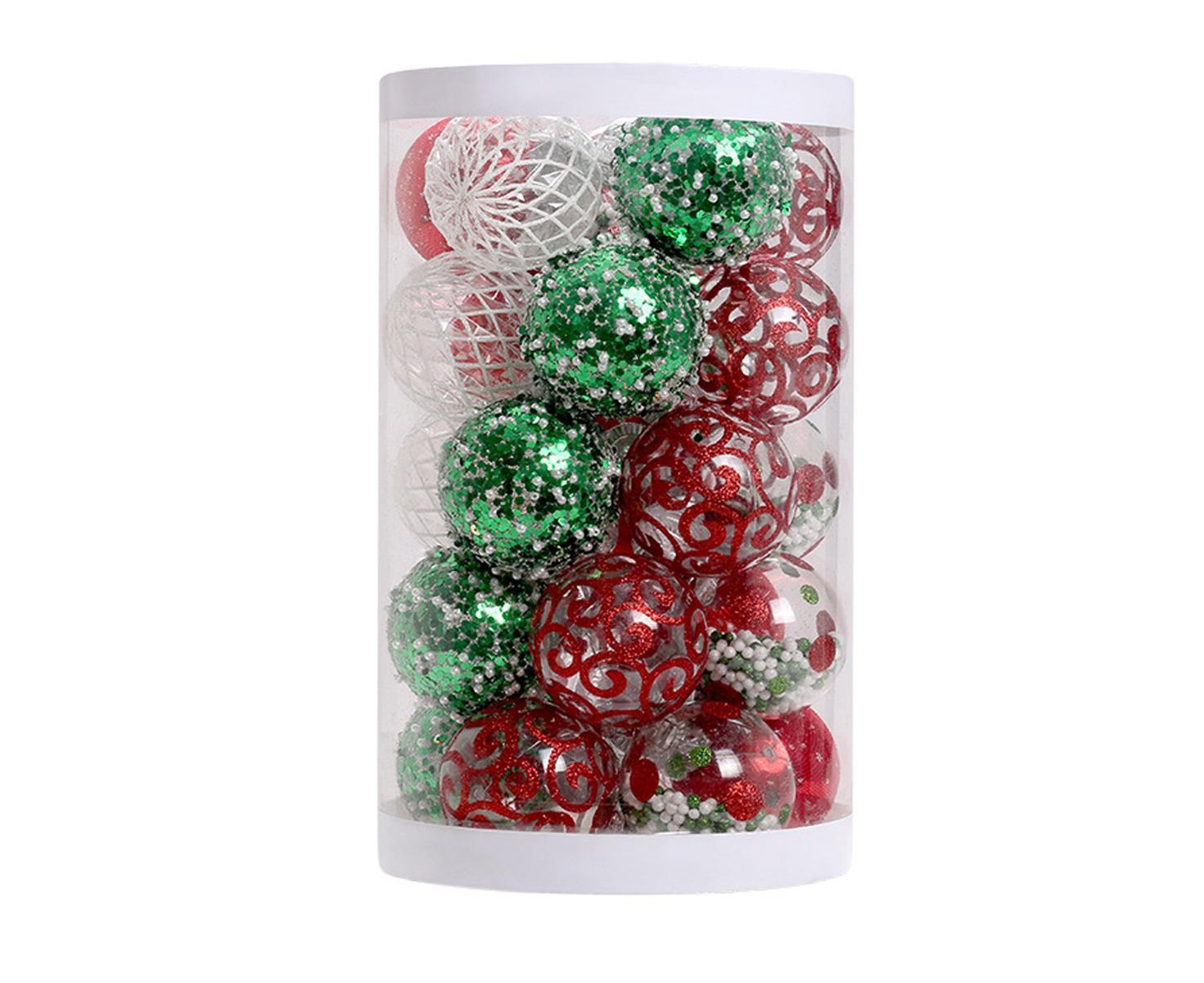25pcs Christmas Decorations 6cm Xmas Tree Hanging Ball Xmas Tree Hanging Balls Xmas Hanging Balls Decor Decoration Christmas Decoration-Red Green White - Image 1
