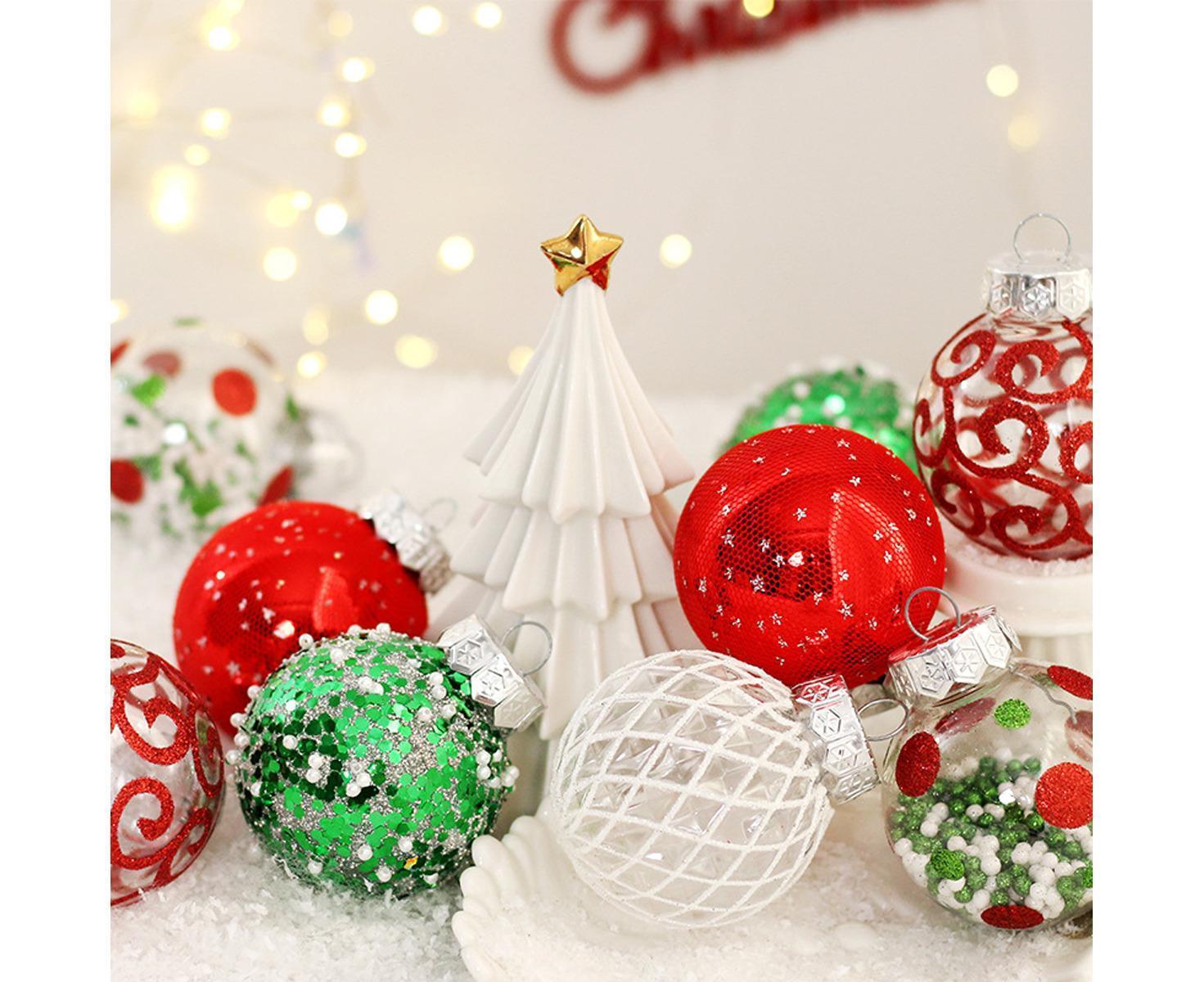 25pcs Christmas Decorations 6cm Xmas Tree Hanging Ball Xmas Tree Hanging Balls Xmas Hanging Balls Decor Decoration Christmas Decoration-Red Green White - Image 3