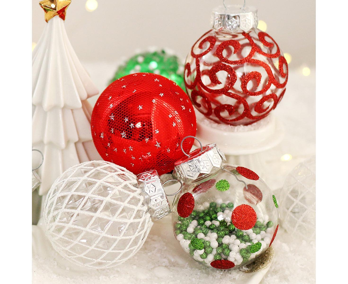 25pcs Christmas Decorations 6cm Xmas Tree Hanging Ball Xmas Tree Hanging Balls Xmas Hanging Balls Decor Decoration Christmas Decoration-Red Green White - Image 4