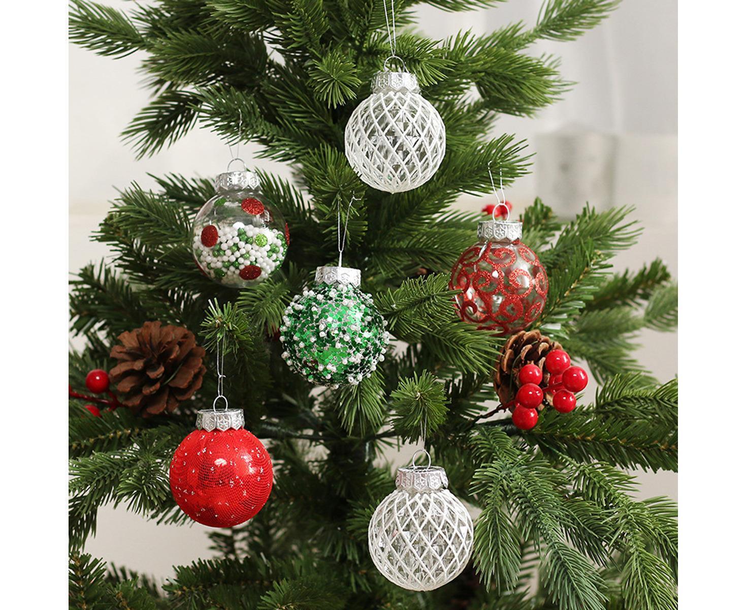 25pcs Christmas Decorations 6cm Xmas Tree Hanging Ball Xmas Tree Hanging Balls Xmas Hanging Balls Decor Decoration Christmas Decoration-Red Green White - Image 5