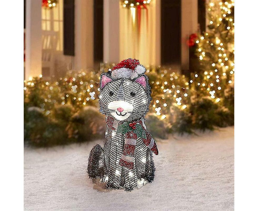 2D Christmas Dog With Led Lights Yard Decoration With Acrylic Garden Stake - Image 1