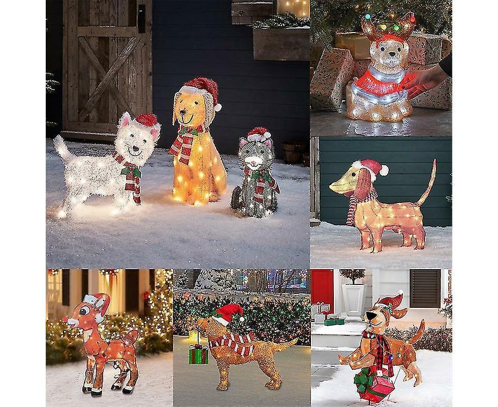 2D Christmas Dog With Led Lights Yard Decoration With Acrylic Garden Stake - Image 2