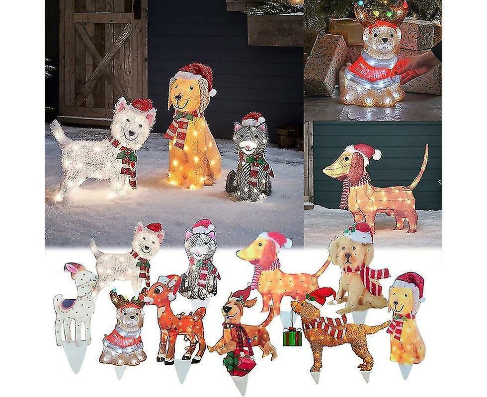 2D Christmas Dog With Led Lights Yard Decoration With Acrylic Garden Stake - Image 4