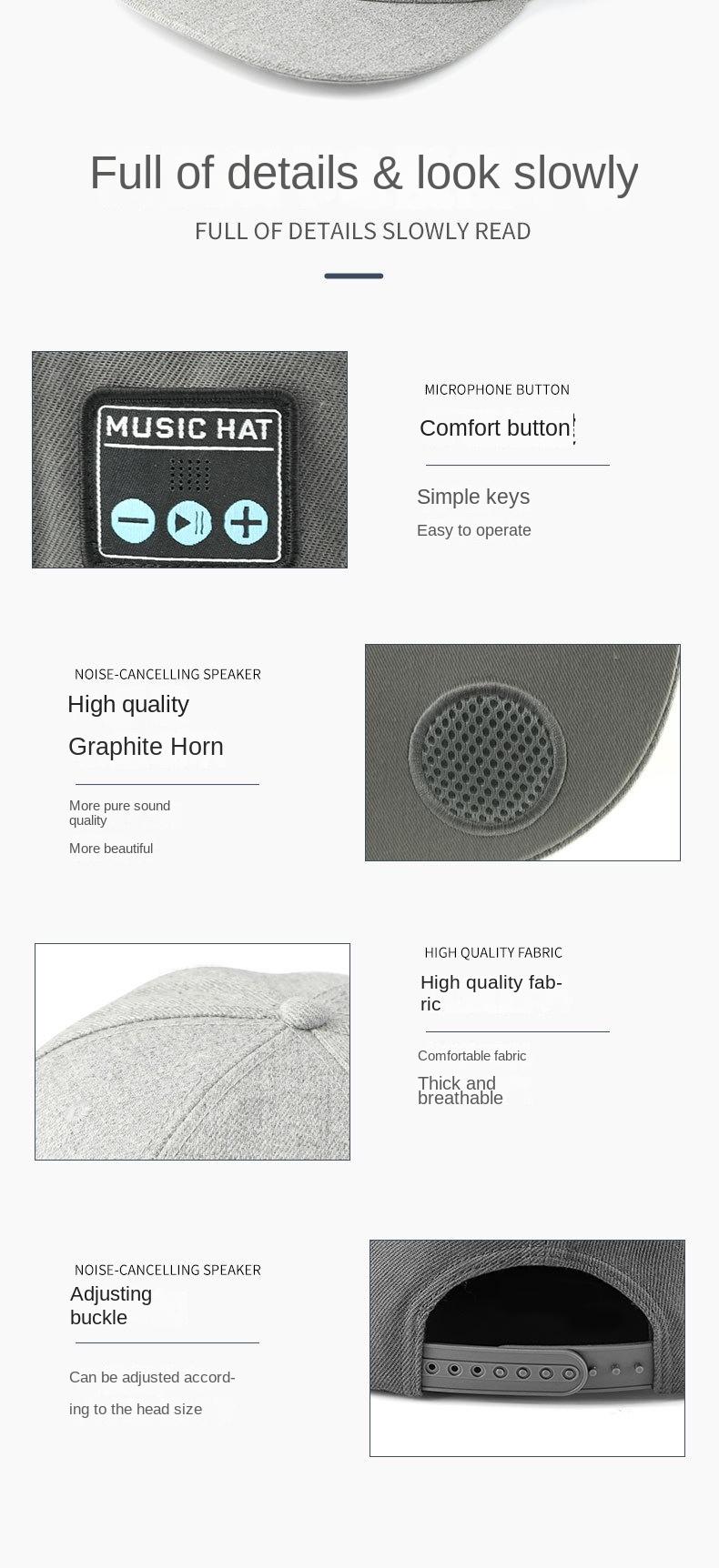 Dark Gray Wireless Bluetooth Hat - Sports Cap with Dual Speakers, Bluetooth 5.4,Outdoor Music Hat for Running,Jogging,and Sports - Image 7