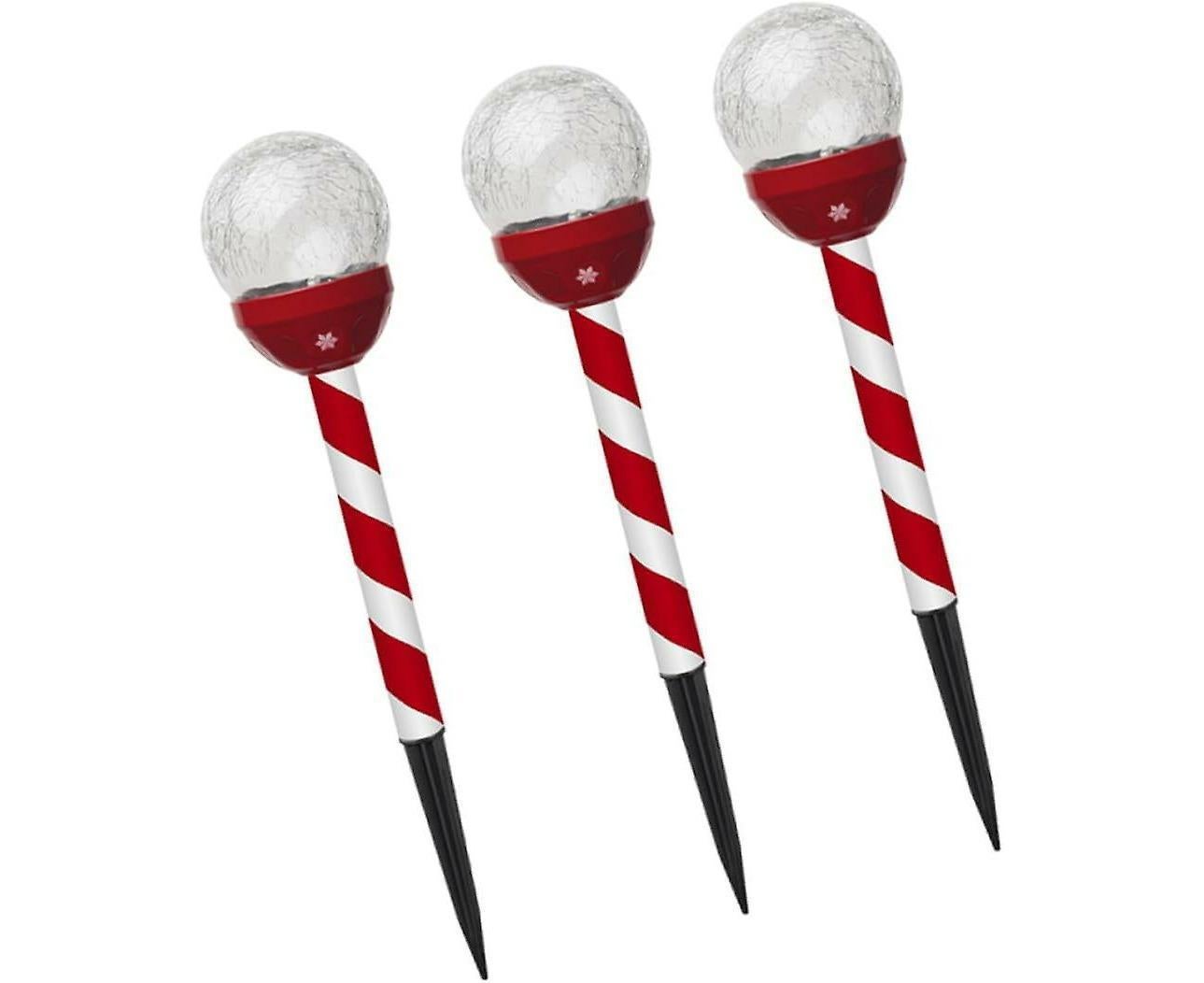 3 Pcs Christmas Solar Candy Lights Candy Cane Lights Outdoor Candy Pathway Markers adornos navideos para Exterior Landscape spotlights Blin - Image 1